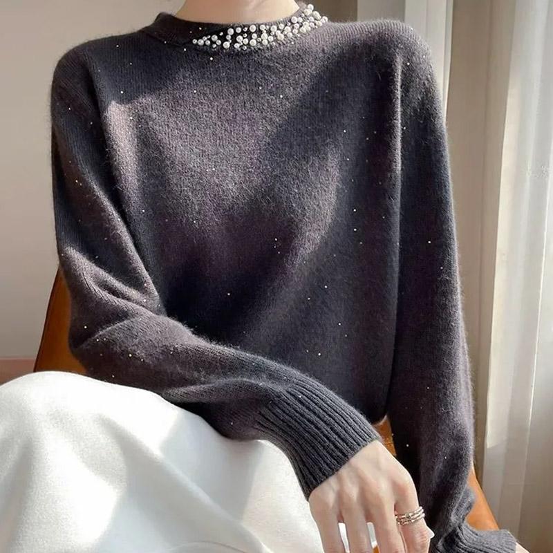 Sweater for Women Autumn Winter Thickened Pullover Warm Knitted Stretchy Long Sleeve Oversize Jumper Tops