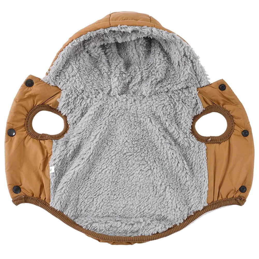 Warm Fleece Pet Hoodies With D-ring Waterproof Dog Jacket For Winter Windproof Pets Coat For Small Medium Dogs Pug Bulldog Parka