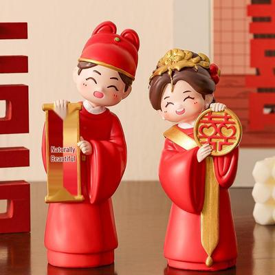 Ornements de poupées de couple festif chinois: Cadeau de mariage/fiançailles pour les jeunes mariés, Décoration de la chambre de la mariée.