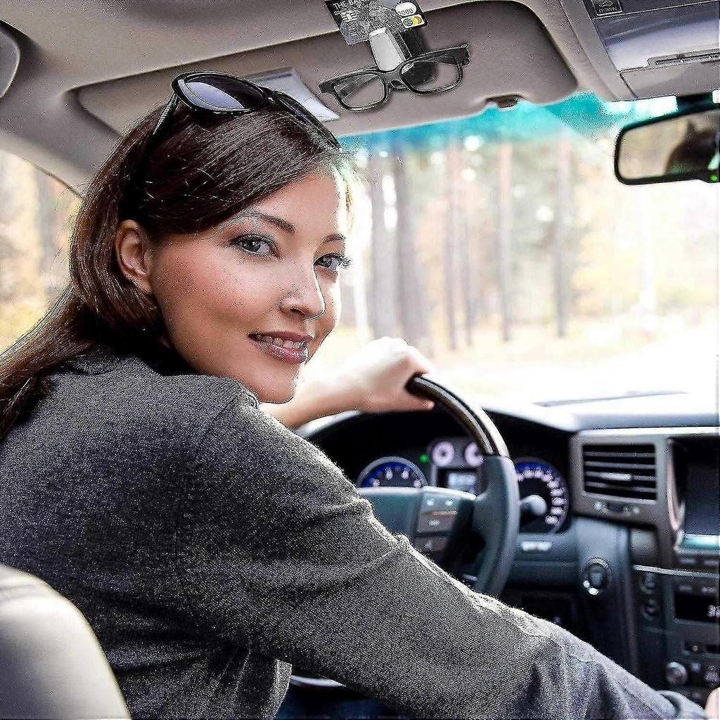 2 Packs Car Glasses Holder Universal Car Visor Sunglasses Holder Clip Leather Glasses Hanger and Tic