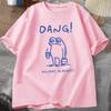 2025 Summer Men's DANG English printed T-shirt with interesting frog pattern short-sleeved high-quality clothing
