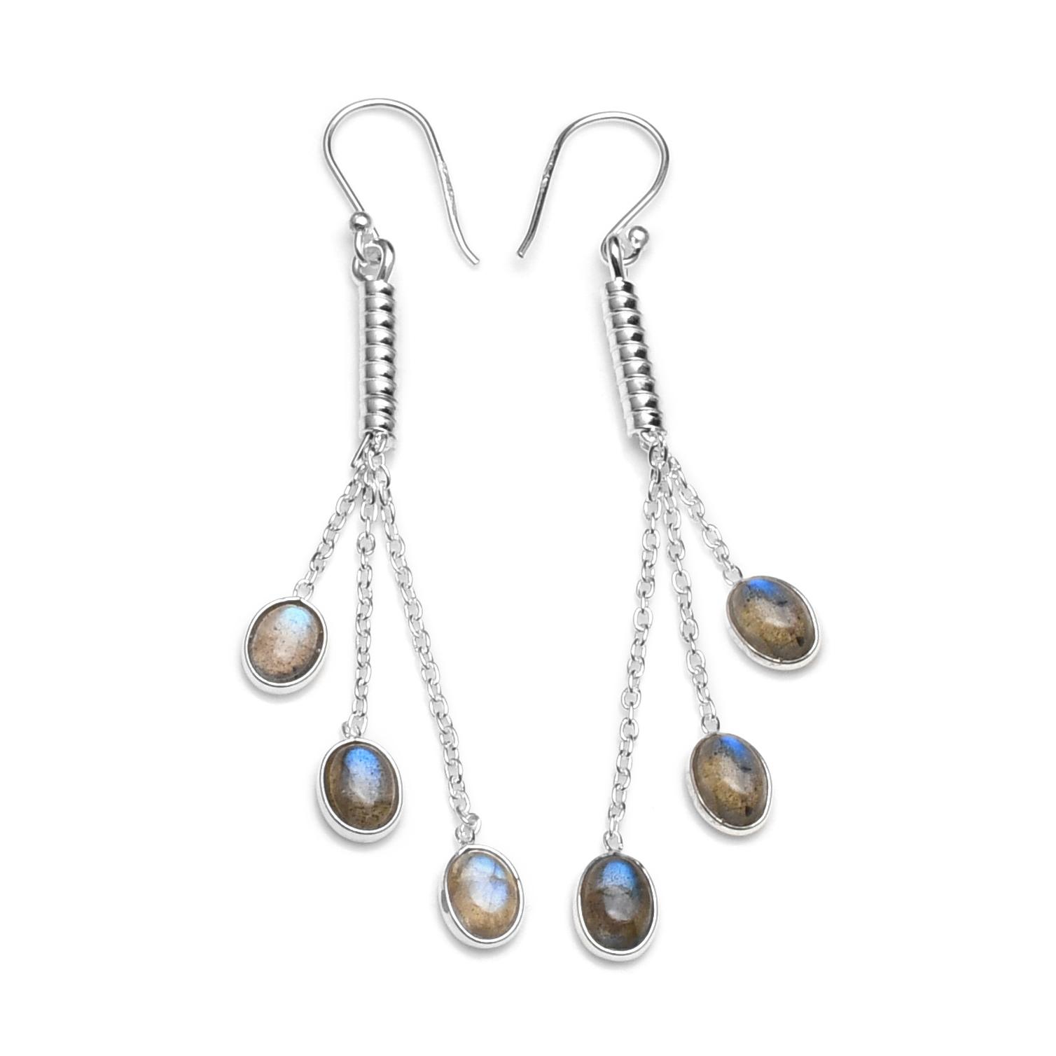 

Натуральный лабрадорит, драгоценный камень, стерлинговое серебро 925 пробы, висячие серьги на длинной цепочке, ювелирные изделия для женщин и девочек