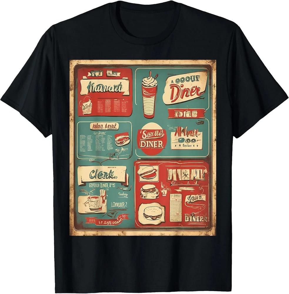Vintage Diner Menu Graphic T-Shirt - Retro Eats Design