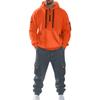 Men's Solid Color Casual Suit Loose Sports Hooded Sweatshirt With Pockets Multi Pocket Overalls Suit