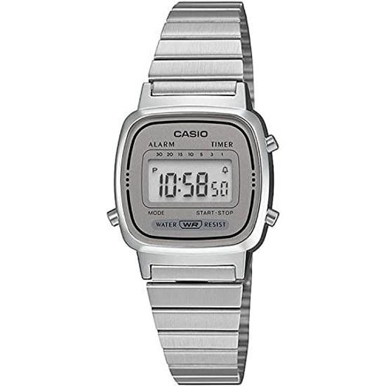 CASIO wristwatch womens digital design LA670WA-7 silver gray overseas model