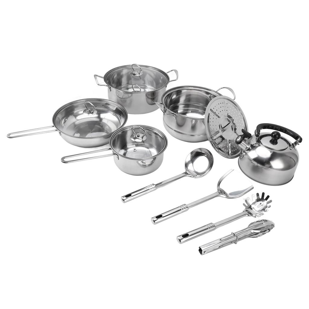 Cookware Set Stainless Steel Rustproof Stick Proof Thickened Pots Pans Set for Home Kitchen Restaura