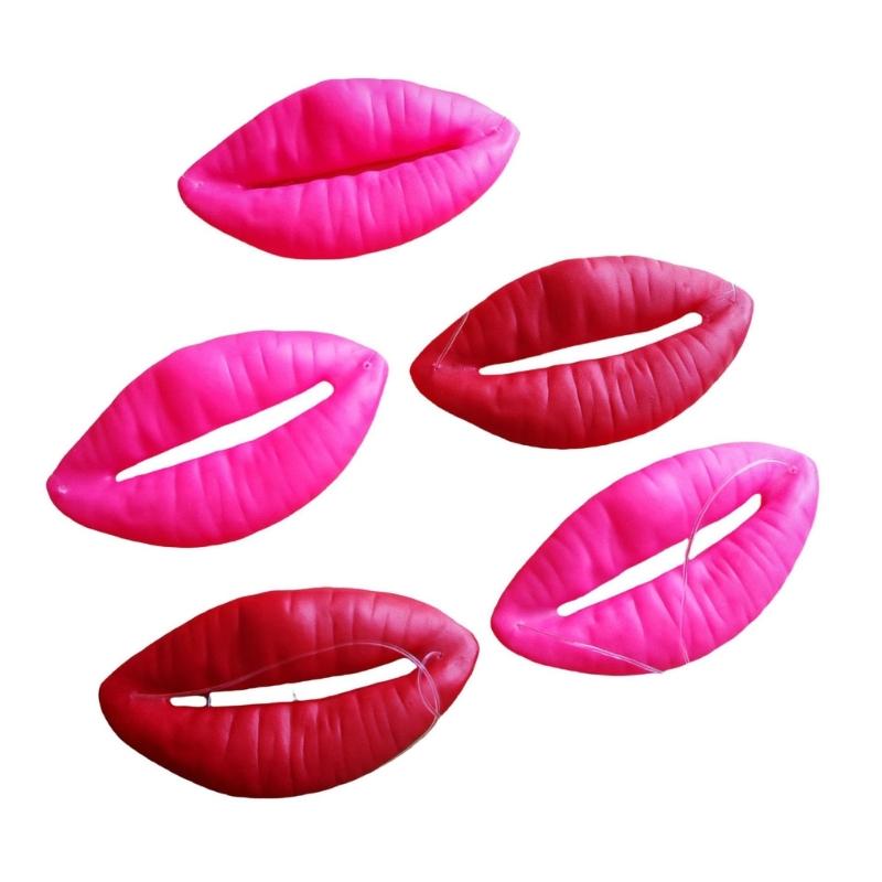 Oversized Lip Party Mask Costume Accessory with Elastic Cord for Photo Booth Use and Stage Gag Costume Wear, Set of 2