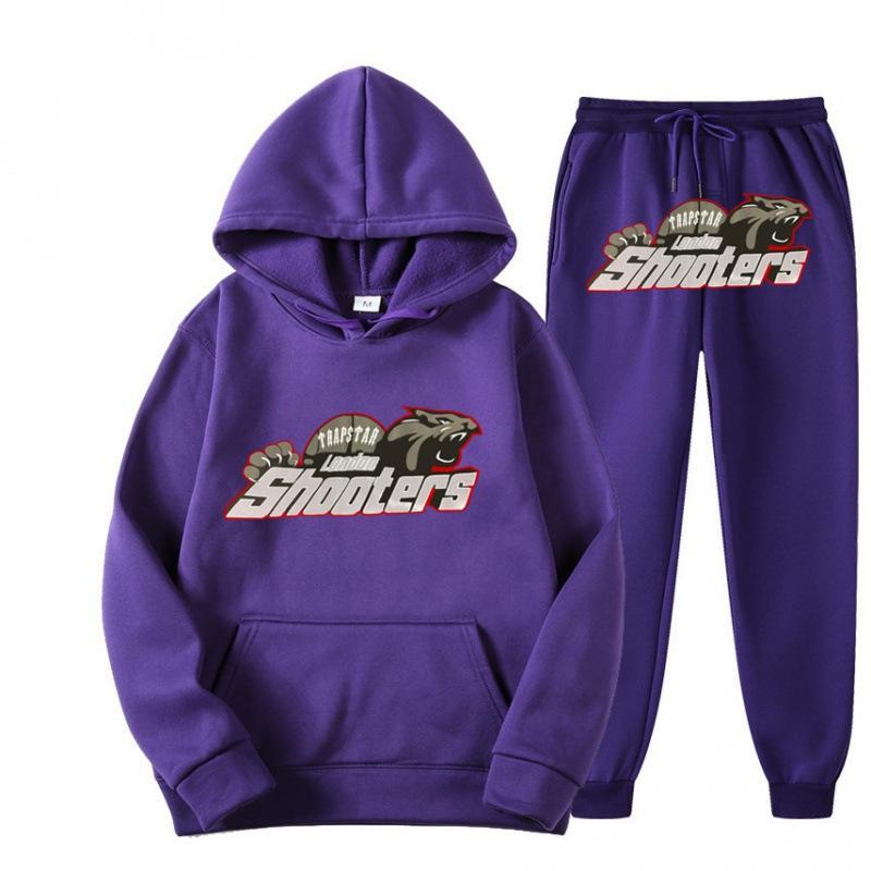 New Men's and Women's Casual Sports Suit, Red and Black Tiger Head Sweater and Sweatpants Suit.