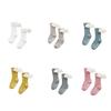 Baby Girls Knee High Bow Socks Toddler Autumn Winter Angel Wing Combed Cotton Spanish Style Plain Ribbed Non-slip Stockings