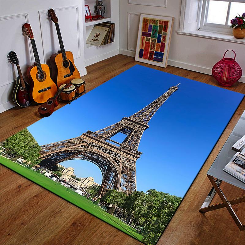 Eiffel Tower with Clear Blue Sky Patterned Carpet a Non Slip Rug Suitable for All Seasons and Any Setting, Gift