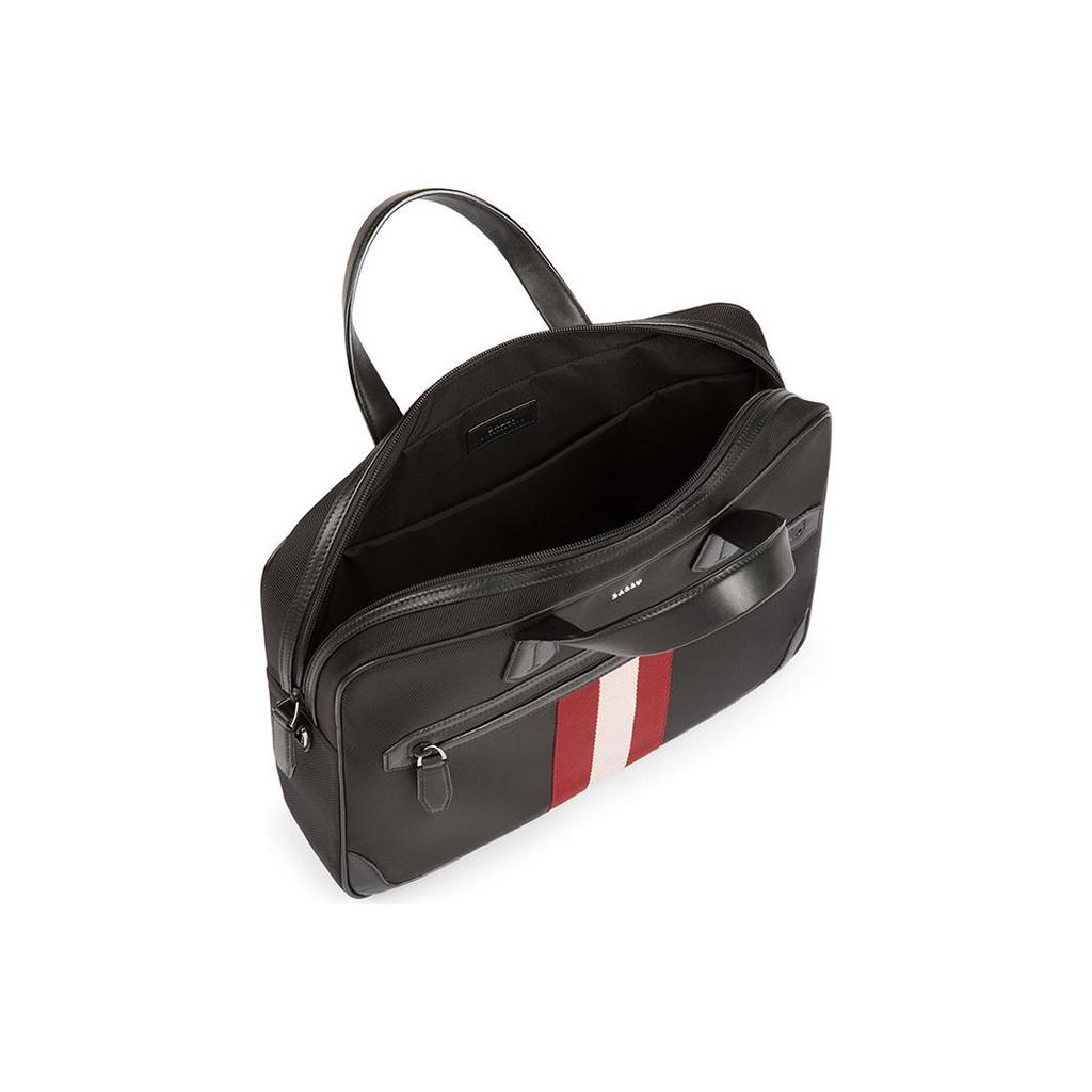 Bally Klassische Rot-Weiß gestreifte minimalistische Business-Polyester-Laptoptasche Herren-Laptoptasche Schwarz CHAND0S-SM-TSP-6220461