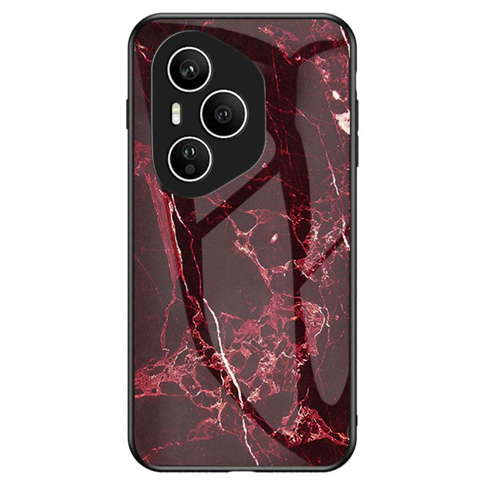 For Honor 400 Pro 5G (Global) Case Marble Pattern Tempered Glass+PC+TPU Protective Phone Cover