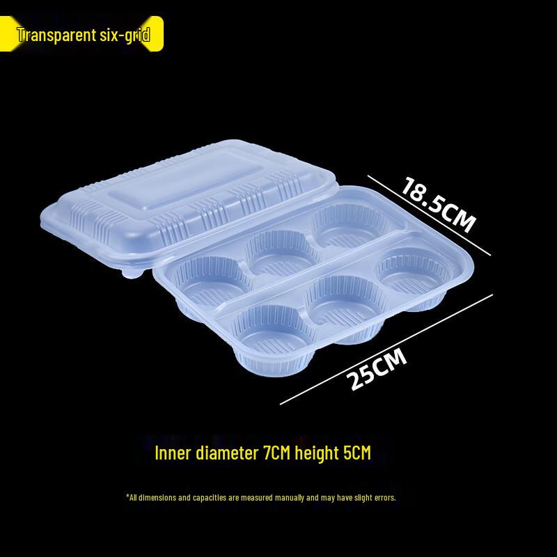 Handun Transparent 6-Compartment Round Takeout Container with Lid