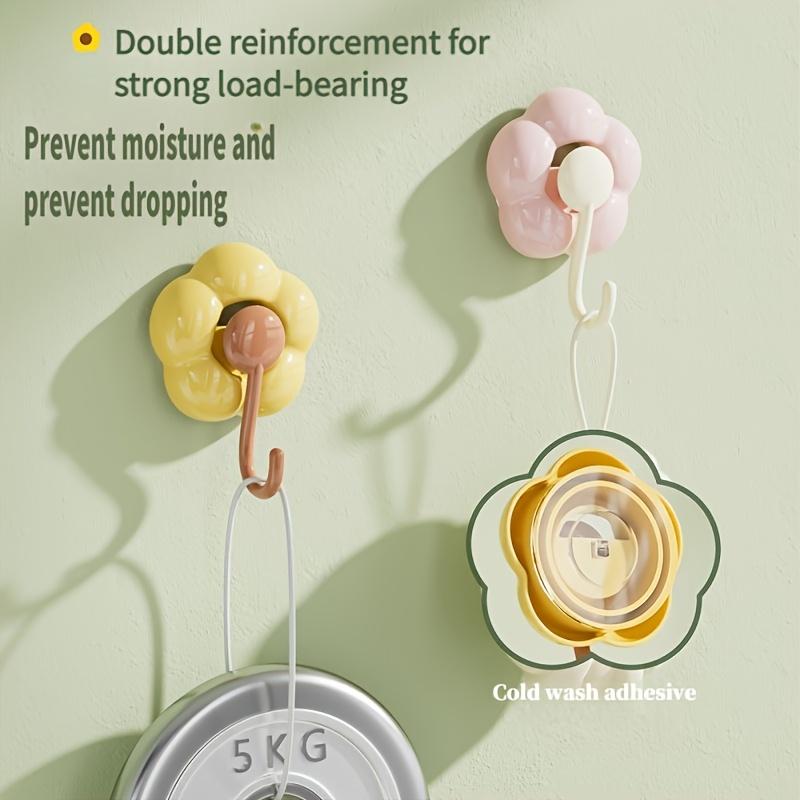 Sunflower Suction Cup Hooks - No-Drill Heavy-Duty Plastic Wall Hooks with Reinforced Weight Capacity, Decorative Moisture-Resistant Hooks for Kitchen