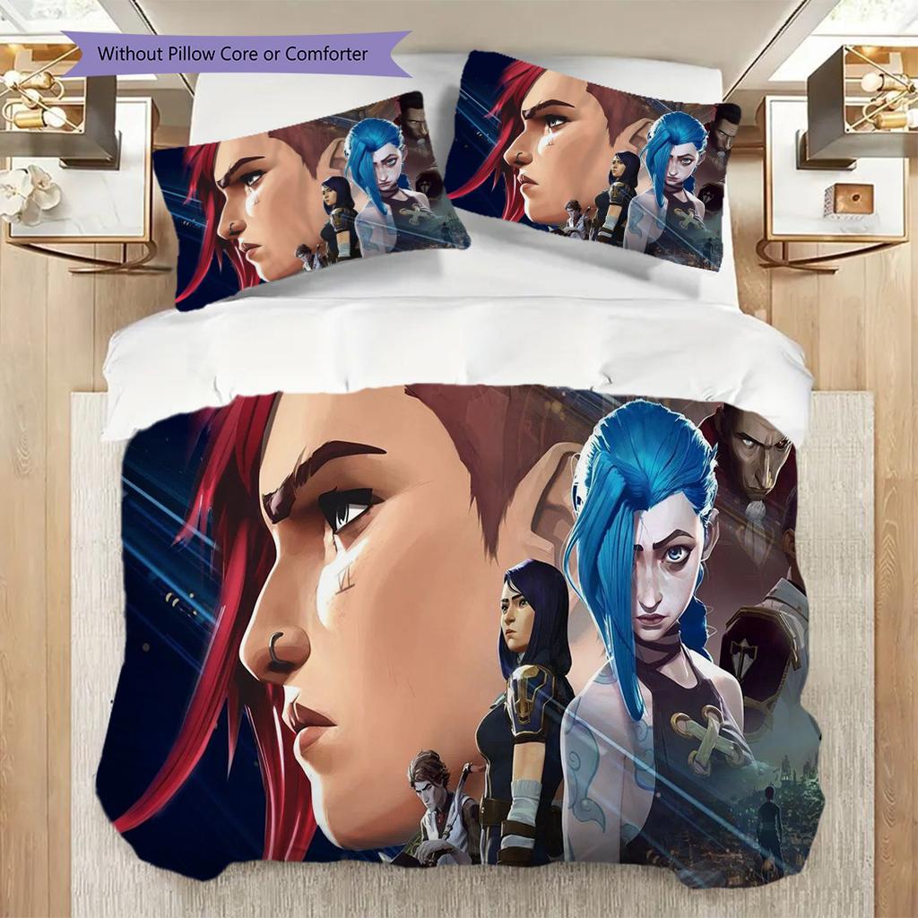 Fantasy Warriors Unite Three-piece set (1 * duvet cover + 2 * pillowcase, without core) 2D Flat Bedding set Duvet cover and pillowcase