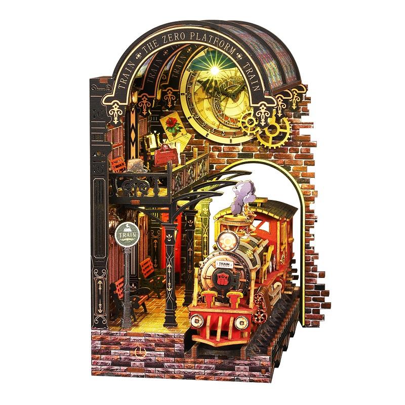 

Сделай сам Бук-нук Деревянные Наборы Миниатюрных Моделей Платформа Зеро Волшебный Поезд Книжная Подставка 3D Пазл Книжная Полка для Подарков на День Рождения Друзьям