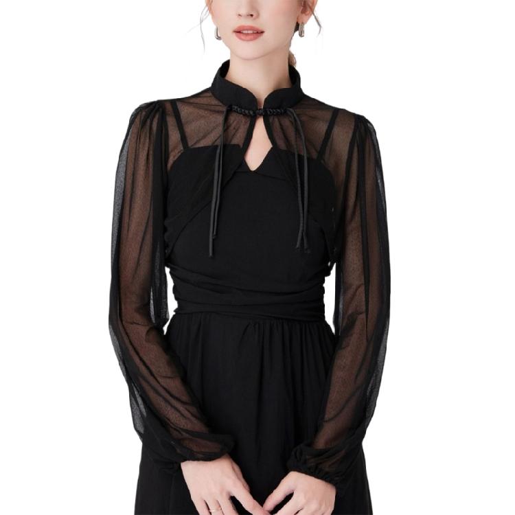 Long Sleeve Shawl Collar for Women Breathable Tulle for Camisole Dress