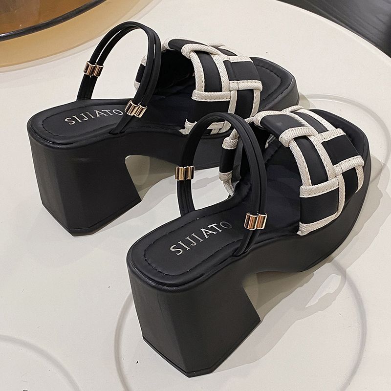 Square Heels 9CM Open Toe Sandals for Women Vintage  Designer On Offer Luxury 2025 Casual Summer Woman Shoes  Beach Shoes