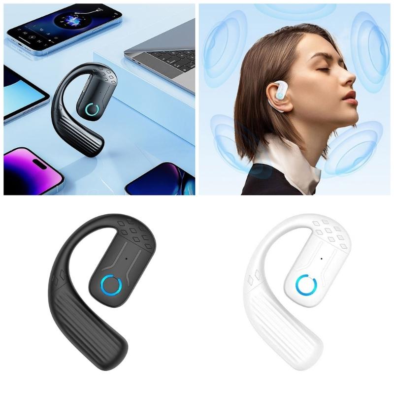 Single Ear Earpiece Wireless Business Headphones Earbuds Bluetooth-compatible Earphone Over Ear Buds Noise Reduction