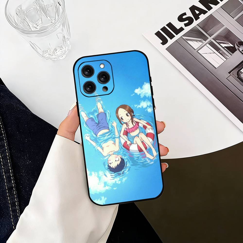 

Takagi-san Nishikata Wholesome Couple Phone Case For iPhone 17,16,15,14,13,12,11 Plus,Pro Max,XS,Soft Silicone Black Cover iPhone17promax