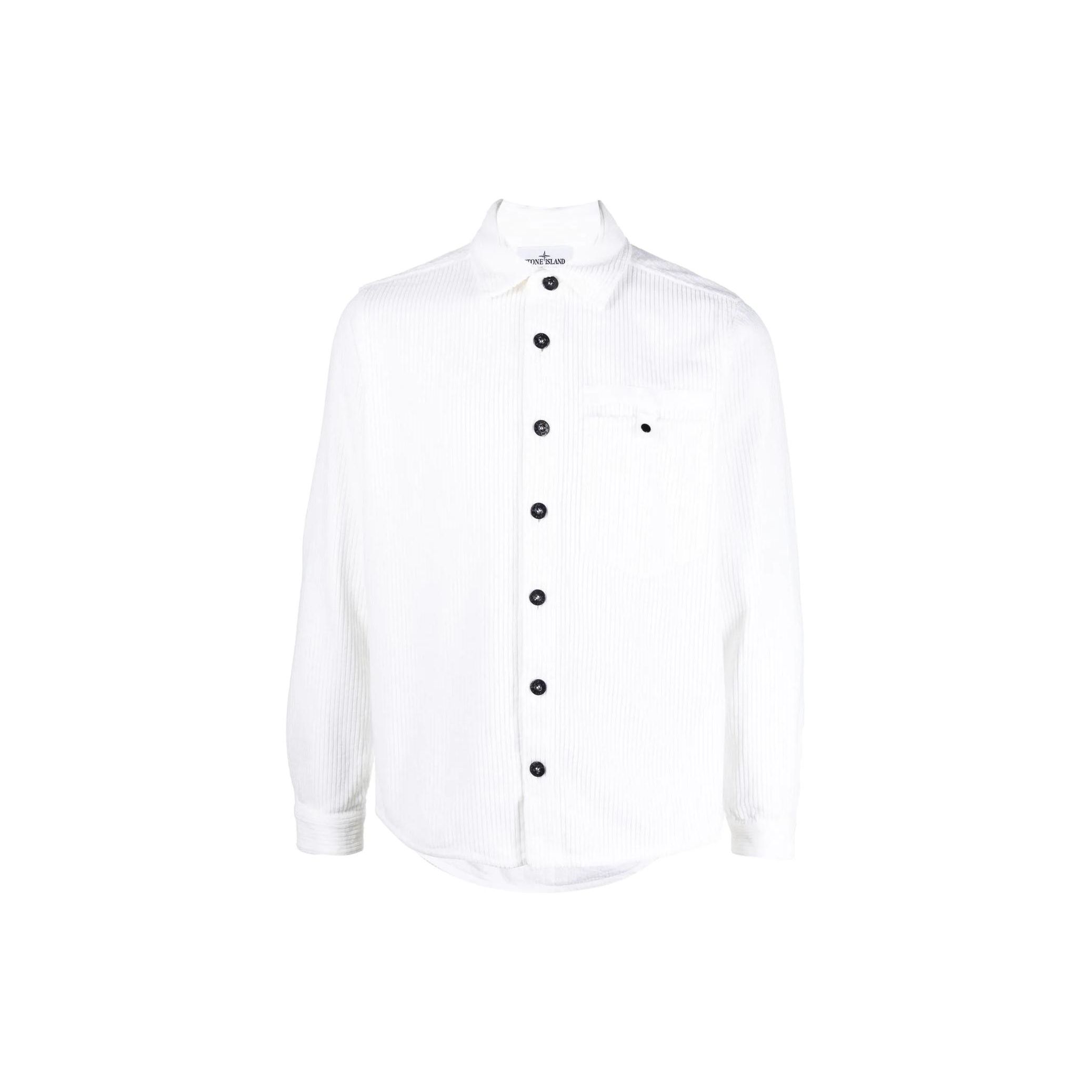 

STONE ISLAND Однотонная рубашка с карманом, свободного кроя, с длинным рукавом, мужская, белая 771511811-V0001 XL