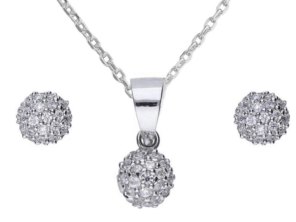 Delicate Silver Jewelry Set with Cubic Zirconia Elegant Women' Set