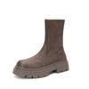 Colored short boots women's autumn and winter new British style retro elastic thin boots thick-soled short boots suede knight boots