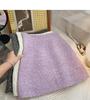Tweed High-Waisted A-Line Skirt - Women's 2025 Autumn/Winter Korean Coco Style, Purple, Short Length