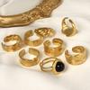 Echtvergoldeter Offener Verstellbarer Ring Echter Stein Edelstahlringe Für Damen Herren Zubehör Geometrischer Schmuck Ringe Geschenk