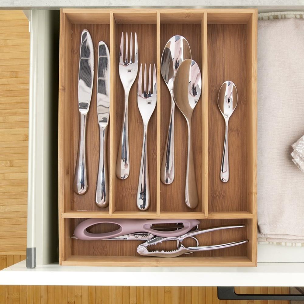Bamboo cutlery drawer insert 35x26 cm