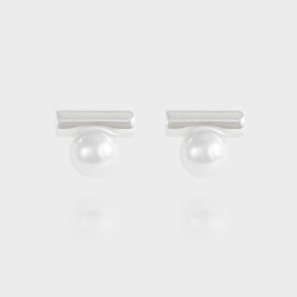 925 Simple Pearl Stick Women's Silver Earrings