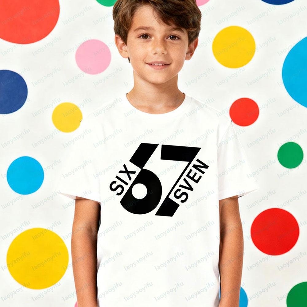 67 Meme Kids TShirt Latest Trendy Style Creative Design Six Seven Number Printed Tshirt Boys Christmas Holiday Tee Xmas Tops