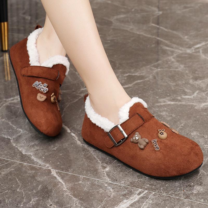 Women's Fashion Slip-On Soft-Sole Winter Warm Fleece-Lined Snow Boots with Fleece Lining, Slip-Resistant Casual Sports Fuzzy Cotton Shoes