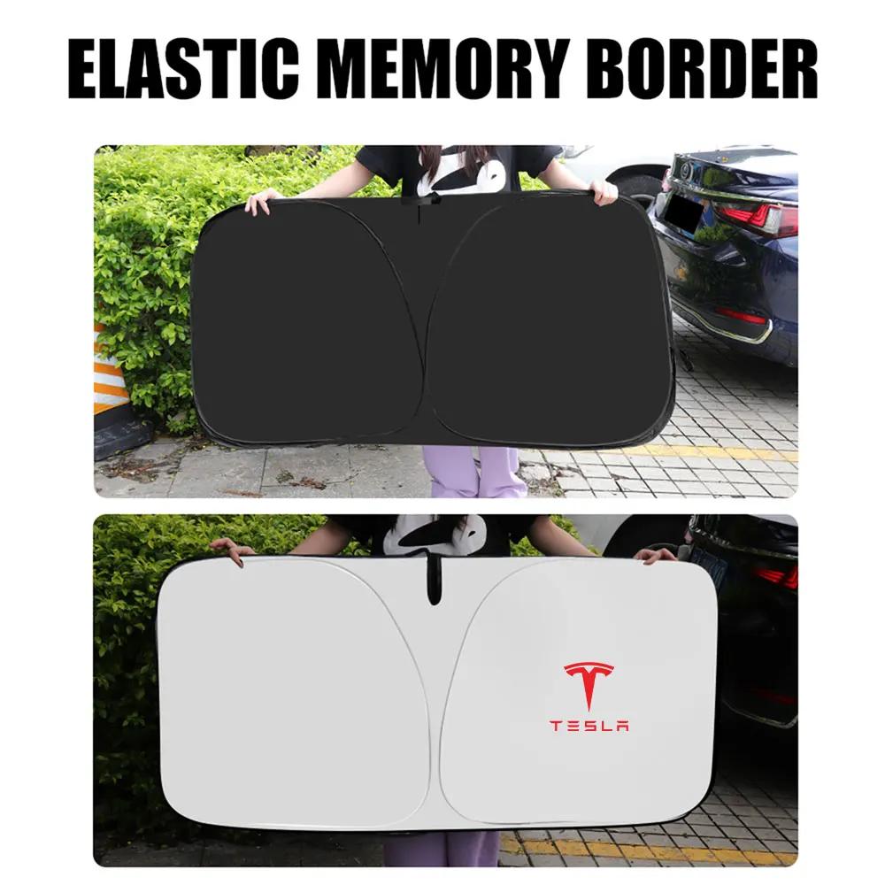 Car Sticker 2025 Hot 1pcs For Tesla Model 3 Model S X Model Y Roadster SpaceX Cybertruck Coil Car Windshield Sunshades Sun Shade