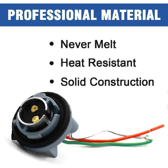 YSY 2PCS BAY15D 1157 2057 2357 7528 Metal Socket/Connector/Base w/Pigtail Wiring Harness Compatible with Turn Signal, Brake/Tail Lights or LED Bulbs