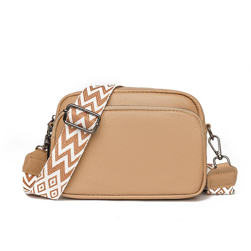 Women's Genuine Leather Lychee Pattern Shoulder Crossbody Bag - Versatile Small Square Design