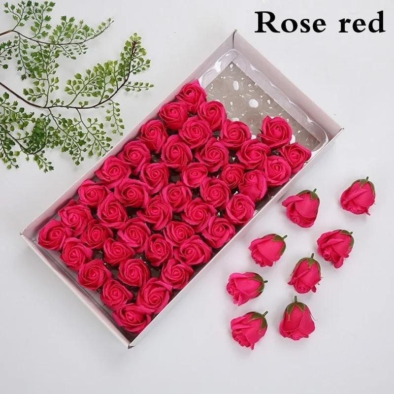 50pcs/box Soap Rose Heads Romantic Wedding Valentine's Day Gift Wedding Banquet Home Decoration Holding Flowers