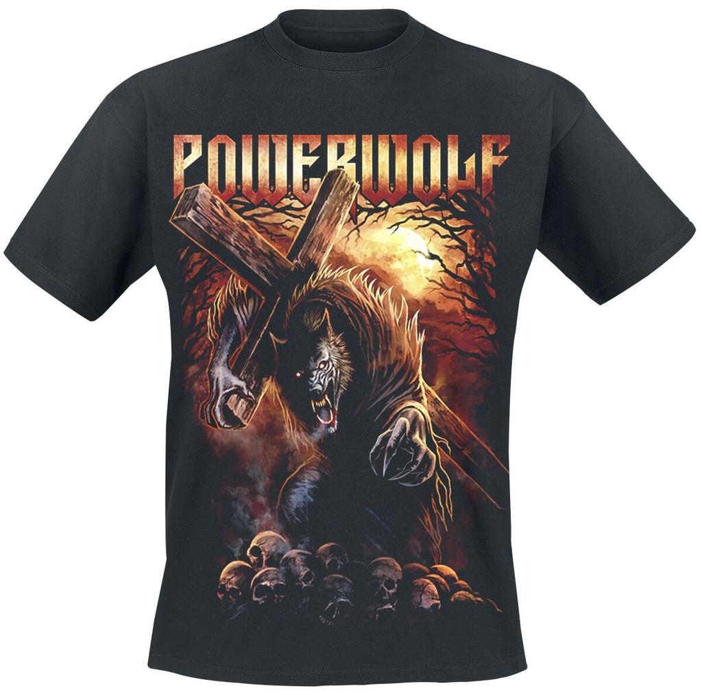 Maglietta in Cotone Grafica Powerwolf Unisex Estiva Manica Corta Marca di Moda Tee Lusso Casual Vintage Retro Top