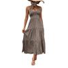Summer seaside vacation dress fashion geometric print suspender dress