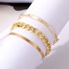 3PCS Fashion Thick Chain Link Bracelets for Women Vintage Snake Chain Gold Color Silver Color Bangles Bracelets Set Punk Jewelry