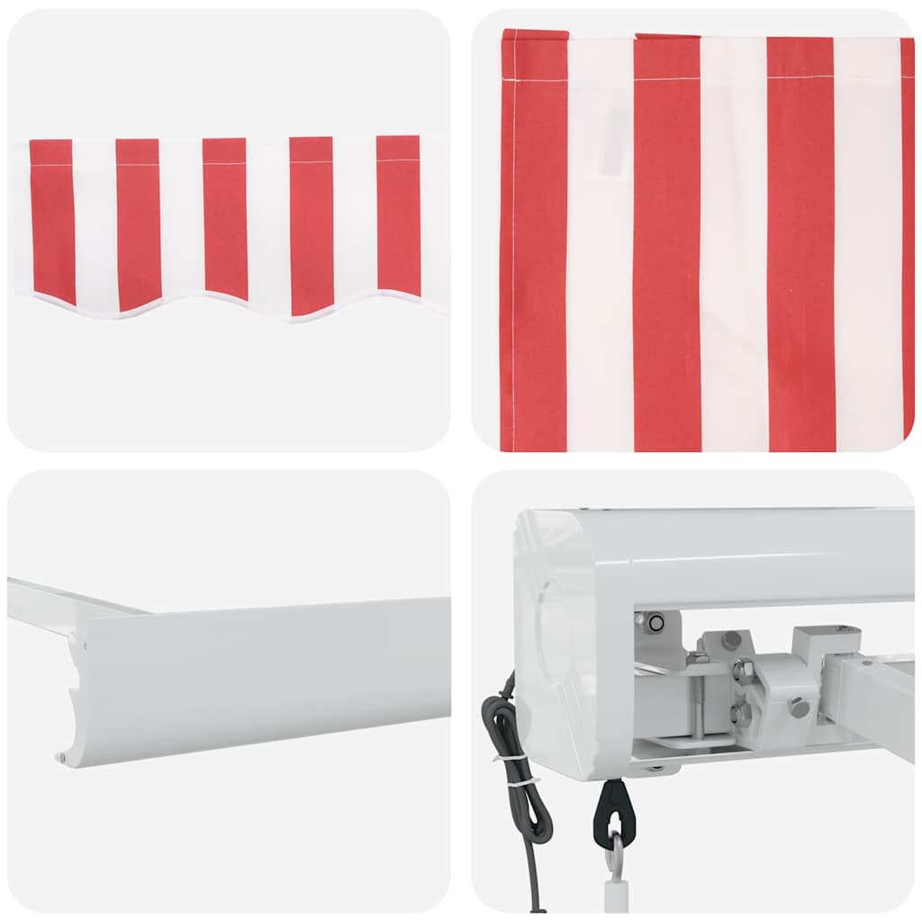 Retractable Awning Red and White 400 x 300 cm Fabric and Metal