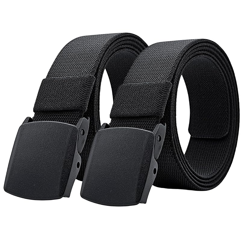 

[JIFANPAUL] 2 points SET belt men s elastic belt extend For work nylon belt rubber belt stretch For mountain climbing stepless adjustment No hole