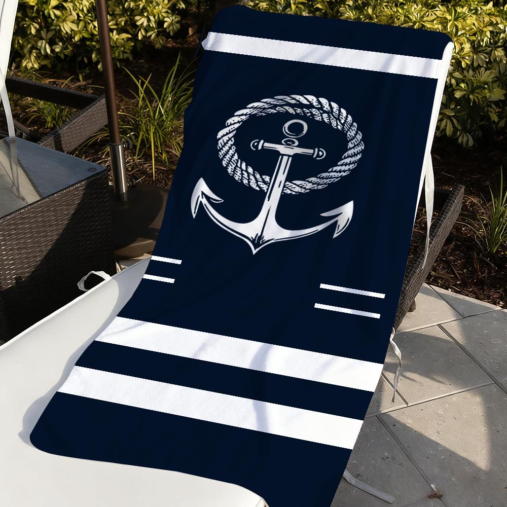 Nautical with Anchor and Rope Design Towel For Swim Yoga Gym Quick Drying Soft and Skin-friendly Beach Towels All-Season