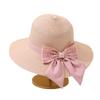 Straw Hat Women's Summer Plaid Beach Hat Sunscreen Vacation Visor Bow Bucket Hat Sun Hats Basin Hats
