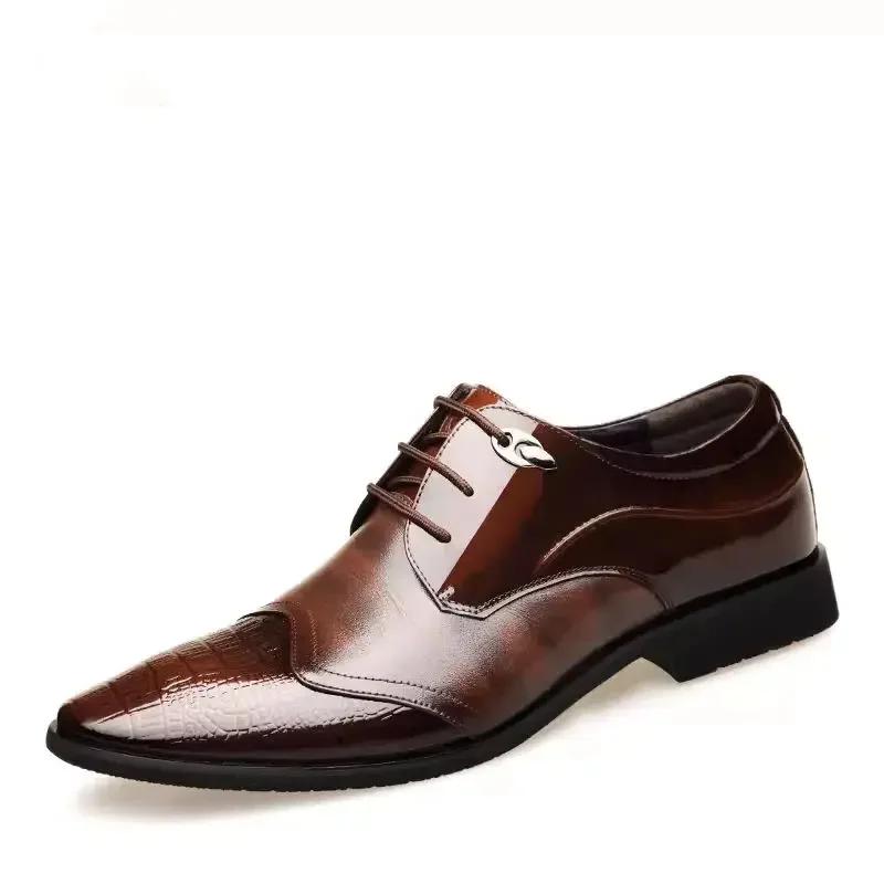 FashionPointed Toe Brown Dress Shoes Man Black Social Shoe for Men Italian Cheap Clearance Legitimate Leather 39 High Quality Fashion