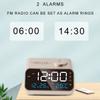 Mordern FM Radio LED Alarm Clock for Bedside Wake Up Digital Table Calendar with Temperature Thermometer Humidity Hygrometer