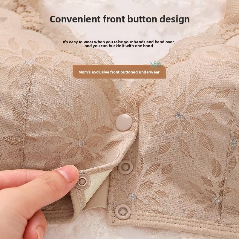 Plus Size Bra for Mature Women Front Closure Fixed Cup Medium Padded Wireless Shoulder Strap Full Coverage Comfortable Supportive Underwear