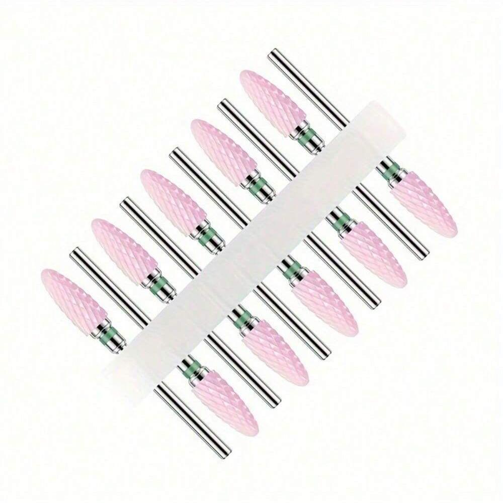 10pc/Set Ceramic Milling Cutter Nail Drill Bits Burr Gel Polish Remove Tools Cuticle Electric Manicure Files Kit Accessories