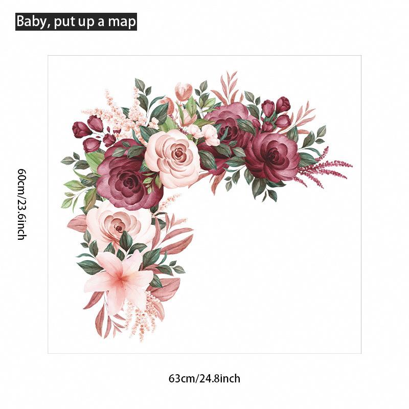 Elegantes Rot Rosa Pfingstrose Blume Wandsticker Selbstklebendes Abziehbild für Schlafzimmer Wohnzimmer Heim Wanddeko