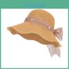 Sommer solhatt for kvinner med bred brem og blonderbånd Lett solbeskyttelse for strandferie